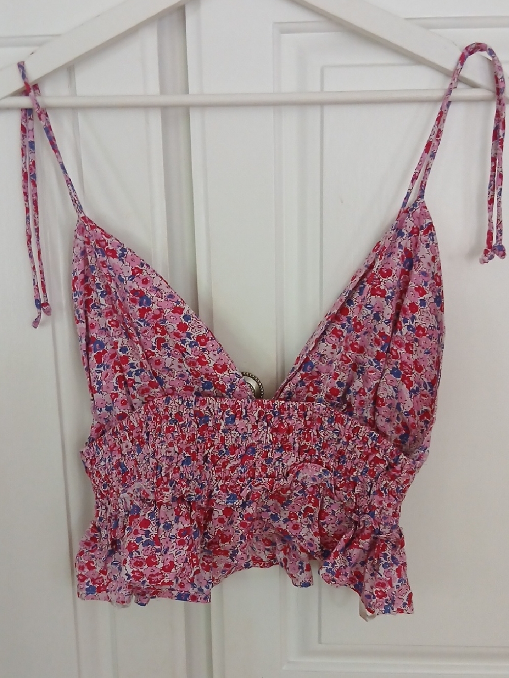 Sim & Sam Cotton Ruched Crop Top Size Large - Picture 3 of 7
